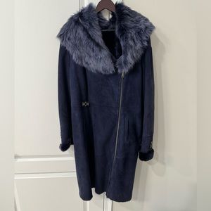 Suede- Lamb Blue Midnight Coat